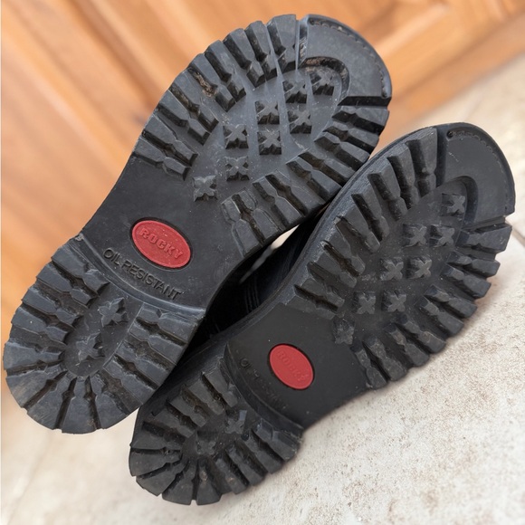 Rocky Black Leather 10” Paraboot Combat Moto Military Jumper Kiltie Boots, 7.5 - Picture 12 of 13